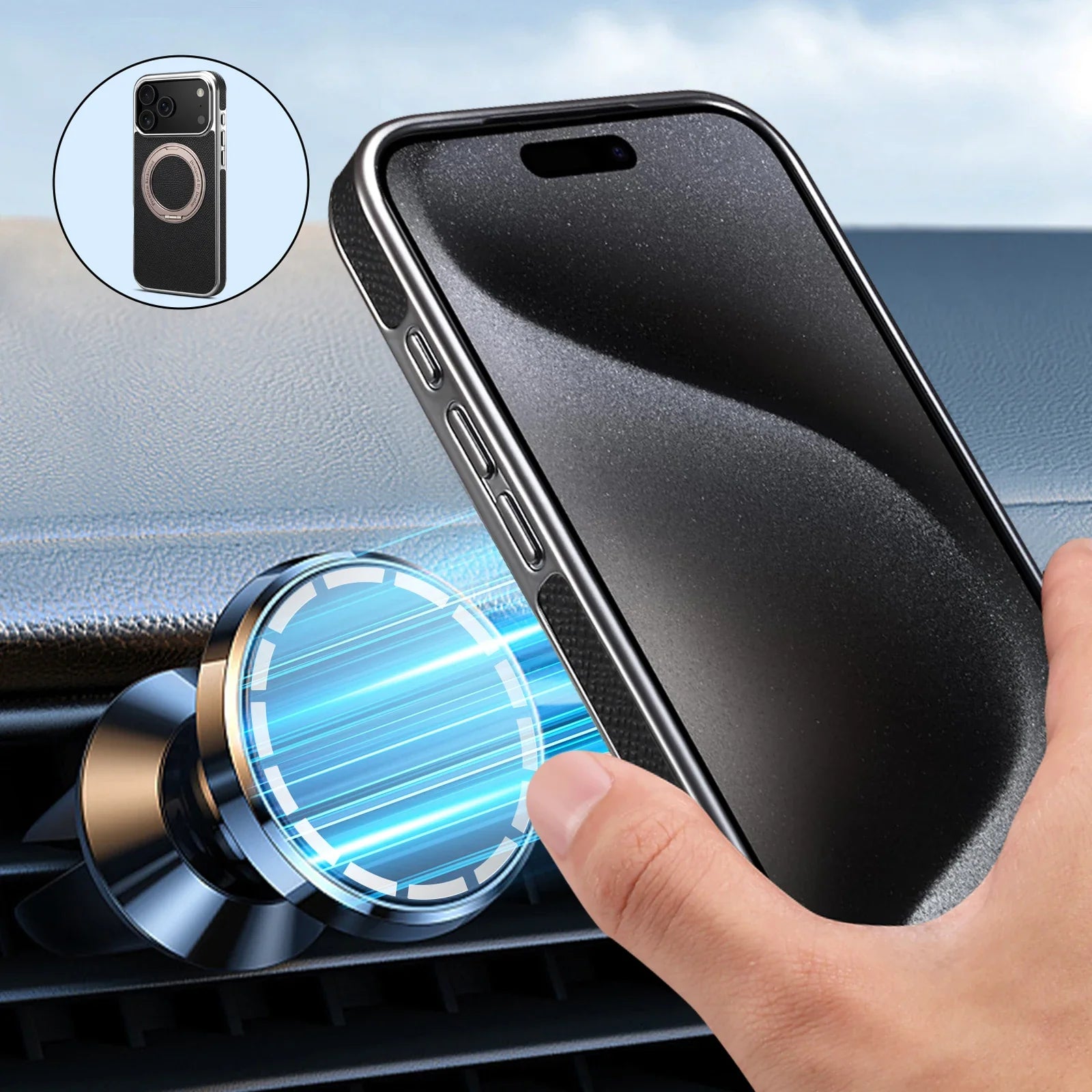Echtleder Hülle mit Ringhalter für iPhone 17 Pro Max