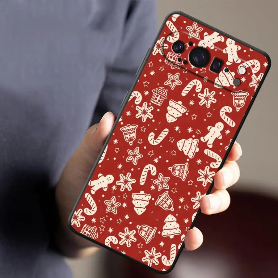 Weiche Weihnachtsbaum TPU Hülle für Google Pixel 8 8 Pro 9 9 Pro 10 10 Pro und 10 Pro XL schwarz stoßfest kratzfest Anti-Fingerprint Kamera-Schutz