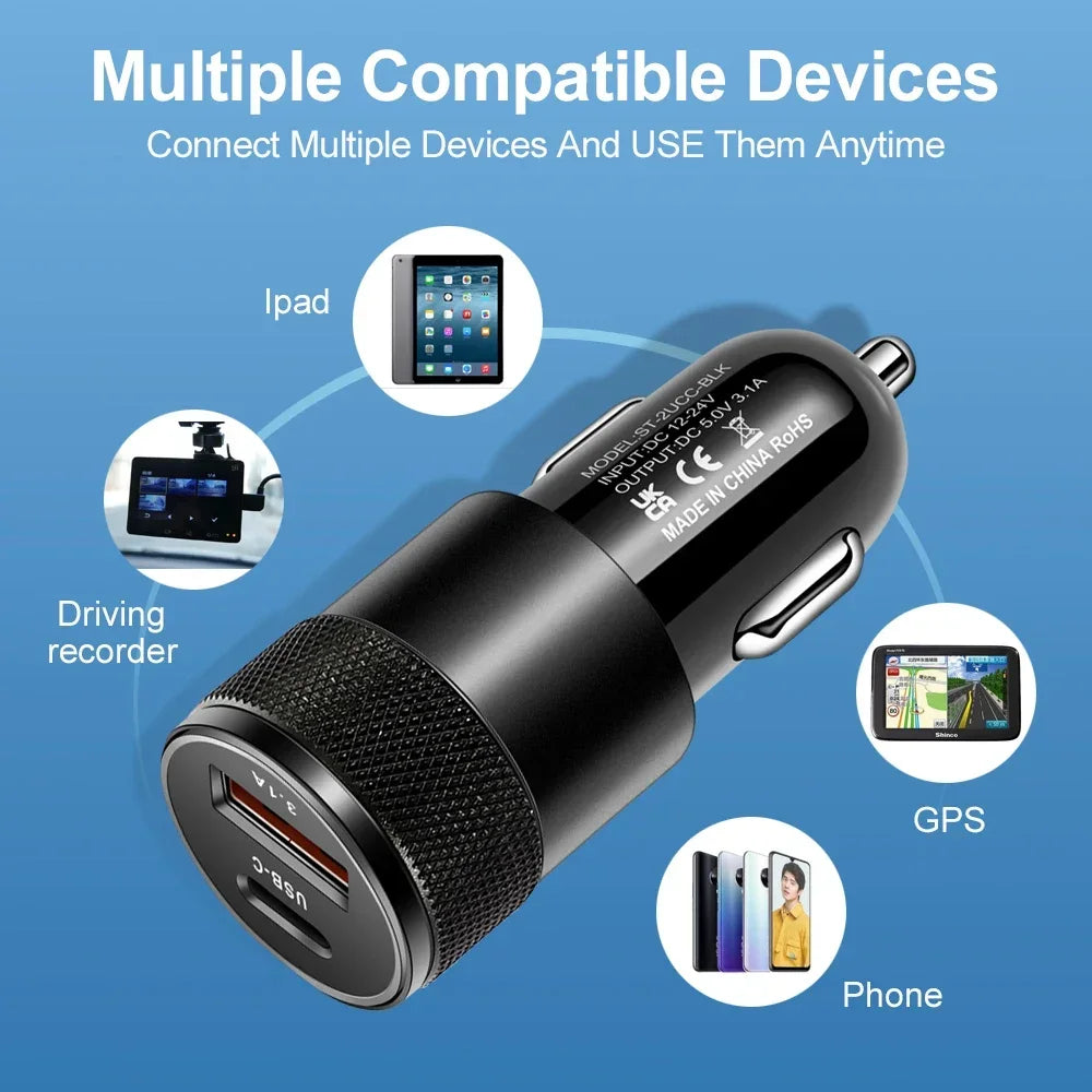 66W USB Auto Ladegerät Schnellladeadapter