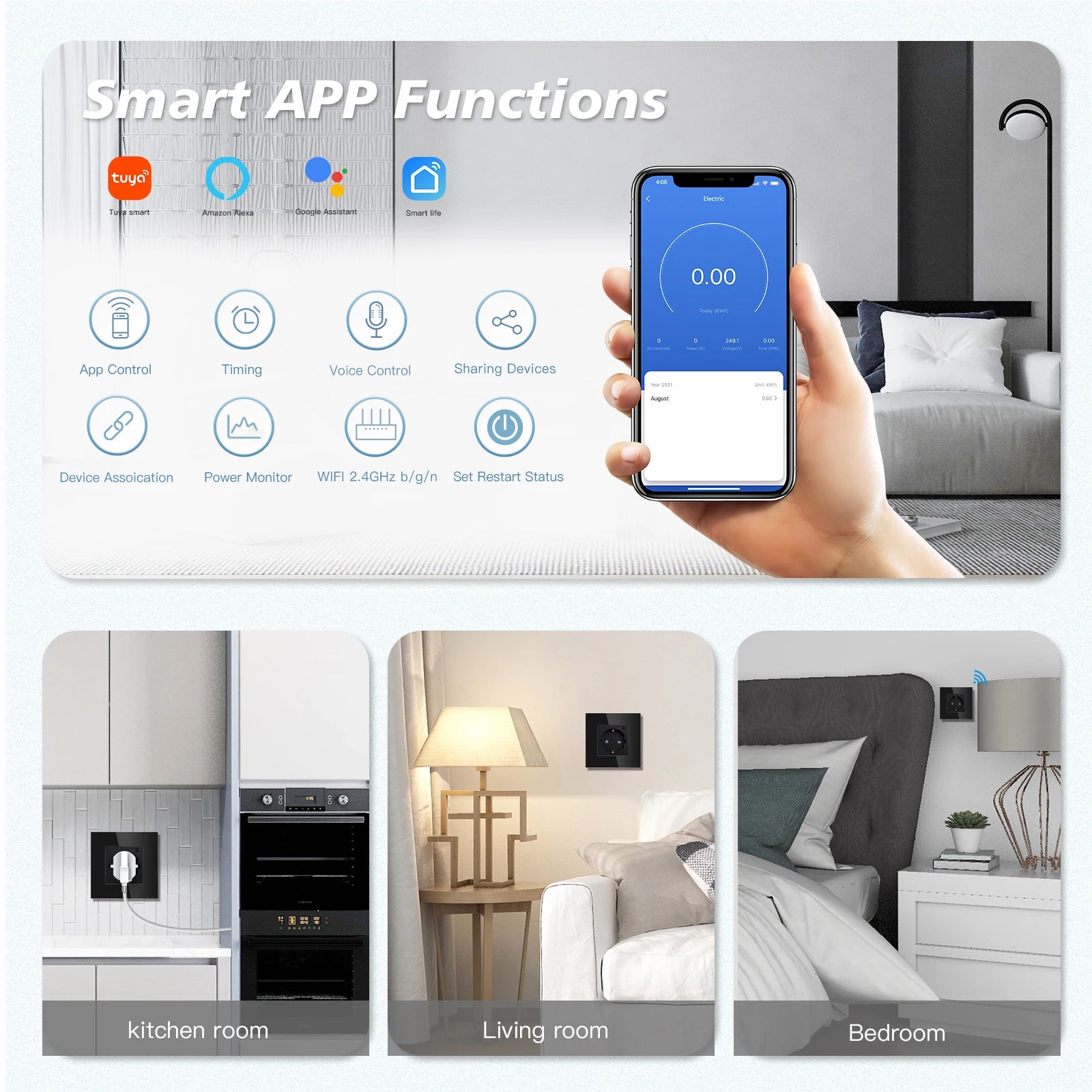 WLAN Smart Steckdose mit Glas Touch Panel & App