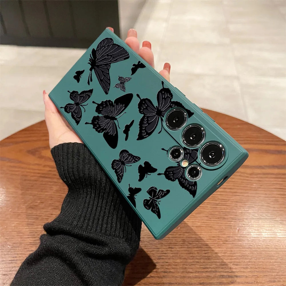 Schmetterling Hülle Schwarz für Samsung Galaxy
