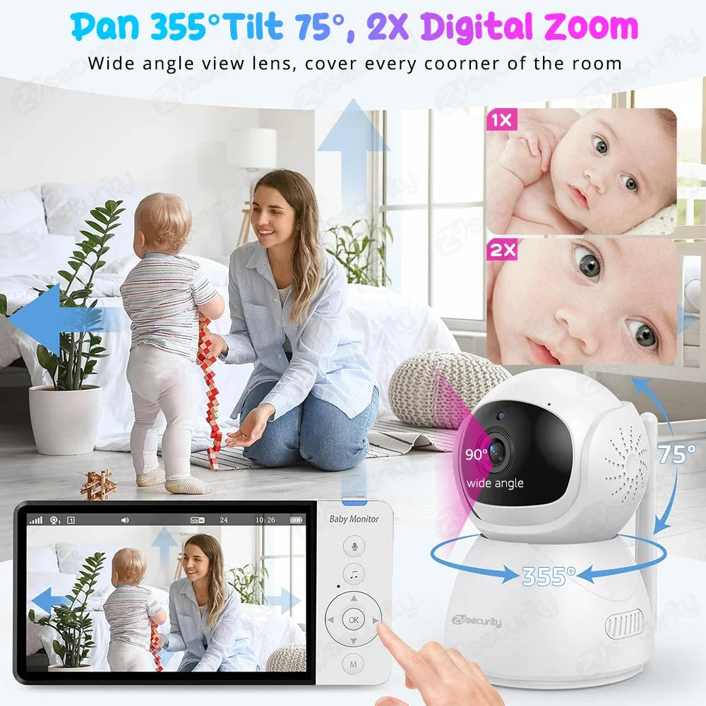 5-inch baby monitor with PTZ camera and night vision