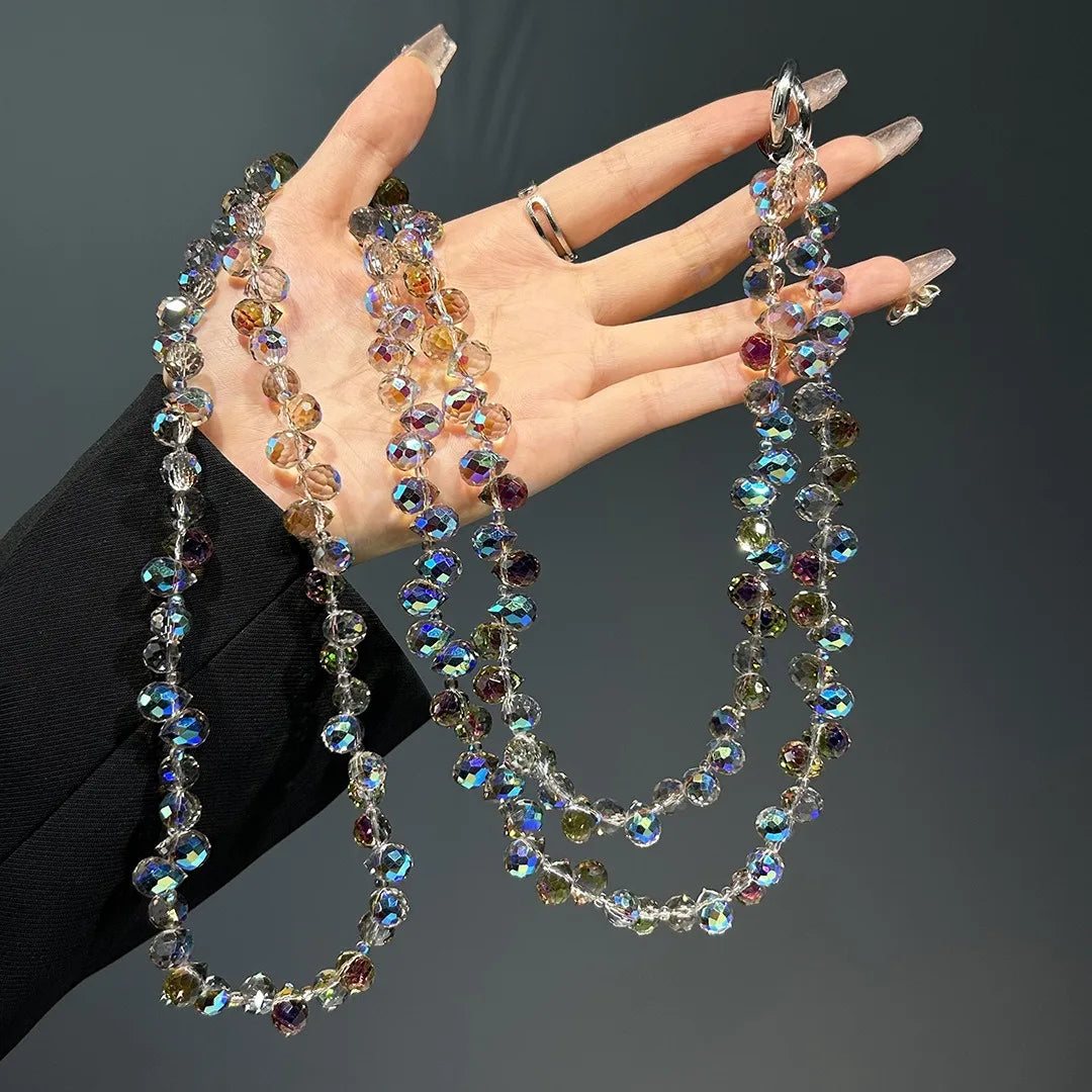 Langes Telefon-Lanyard mit Kristallperlen und Wassertropfen