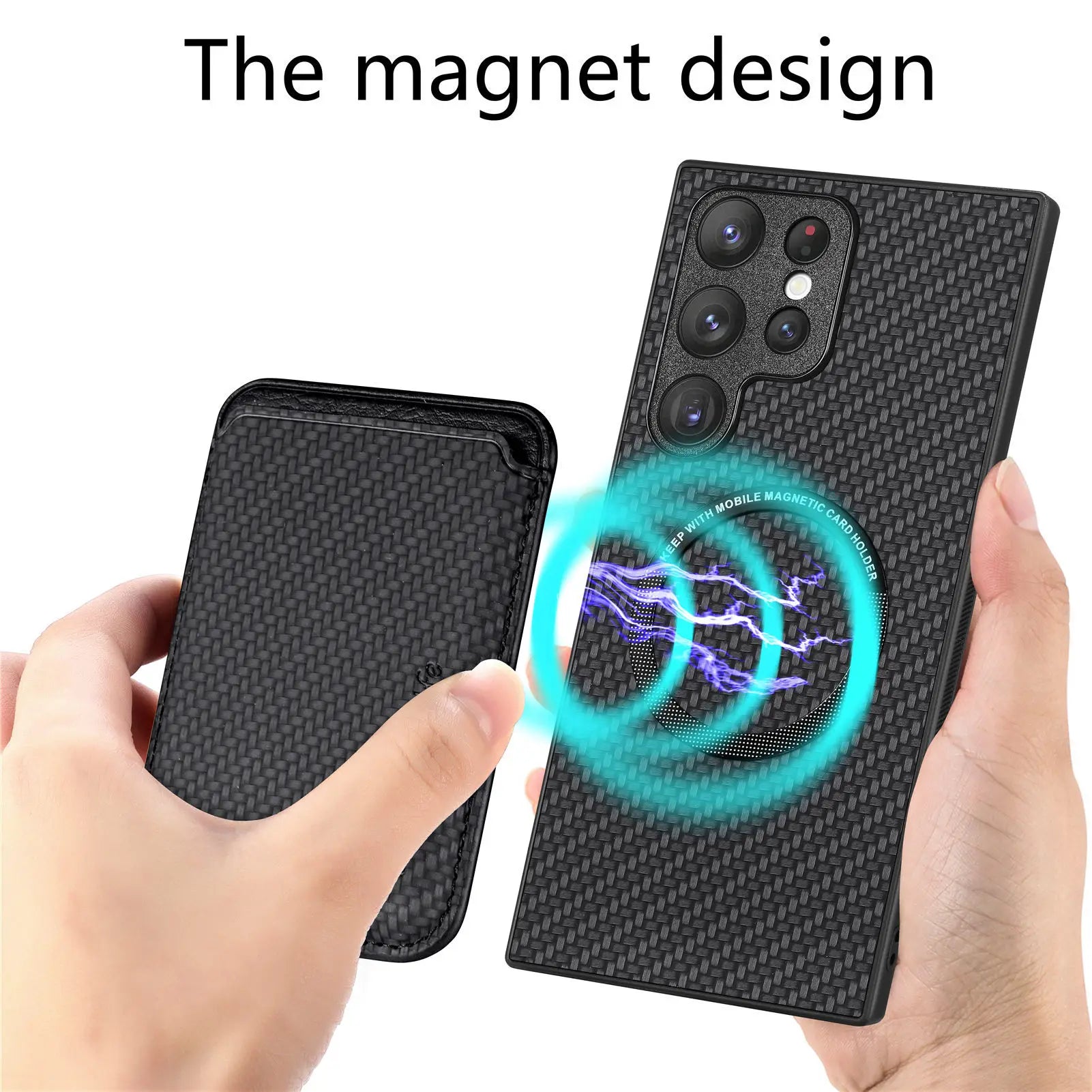 Carbon PU Lederhülle Magsafe für Samsung Galaxy
