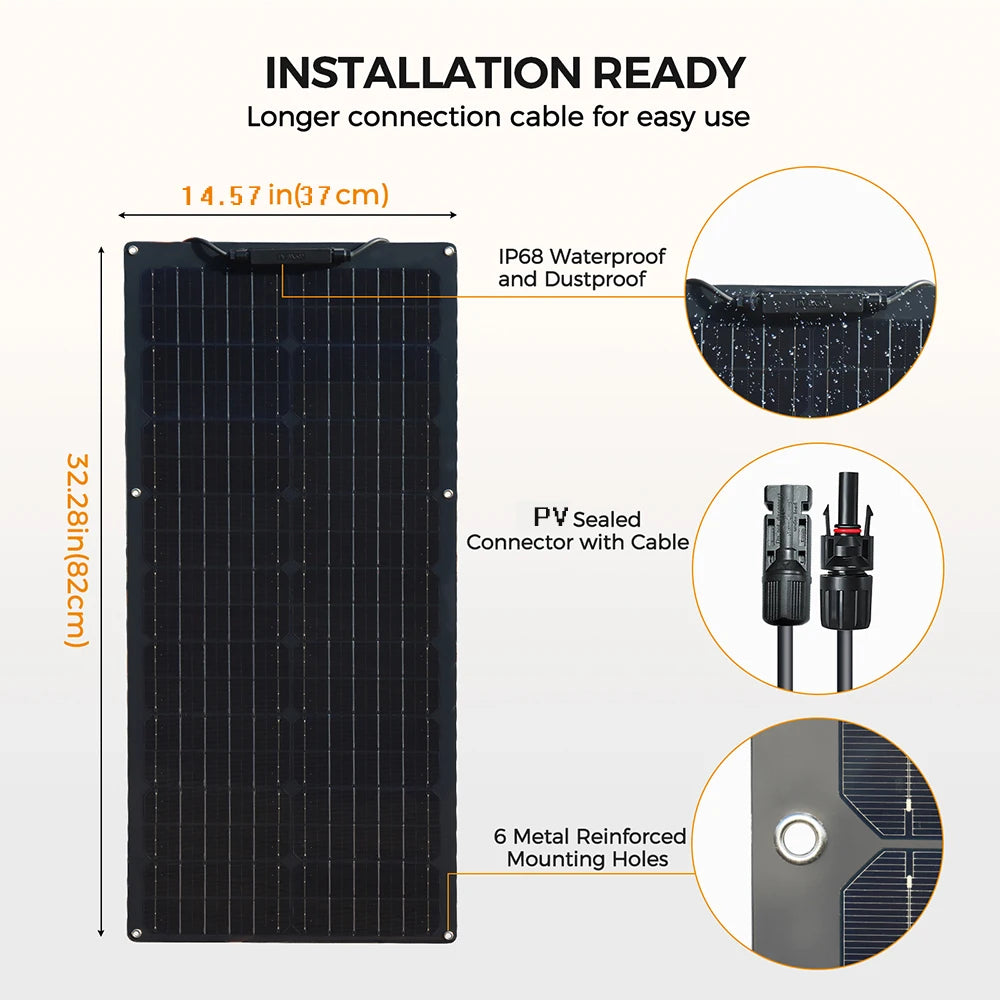 50W 12V Solar Panel Starter Kit for Motorhomes &amp; Campers