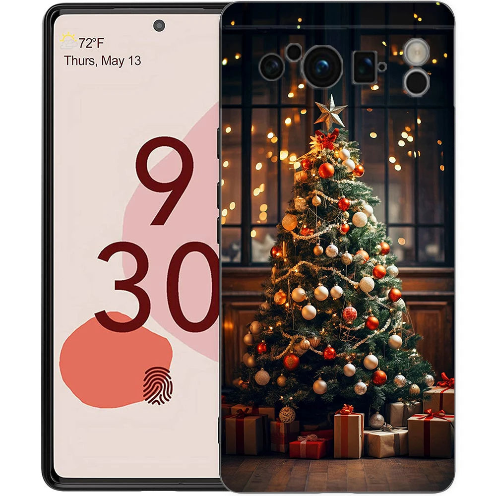 Stylish Merry Christmas TPU case for Google Pixel 9 Pro XL, half-wrapped, 360-degree protection, shockproof, scratch-resistant, non-slip, cartoon animal anime design