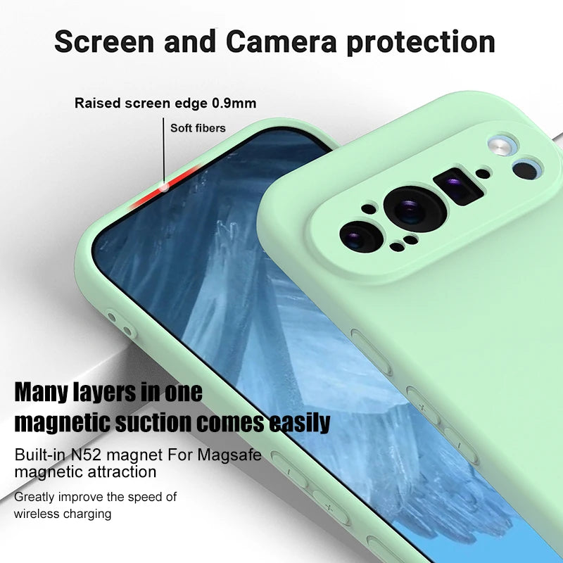 Luxus Flüssigkeit Silikon Magnetische Fall Für Google Pixel 9 Pro XL 7A Für Magsafe Fällen Drahtlose Lade Soft Cover Telefon zubehör