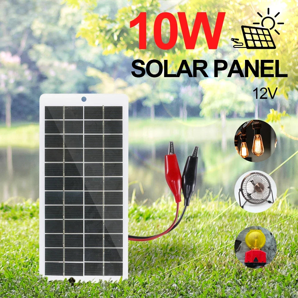 10W portable solar charger for 12V batteries