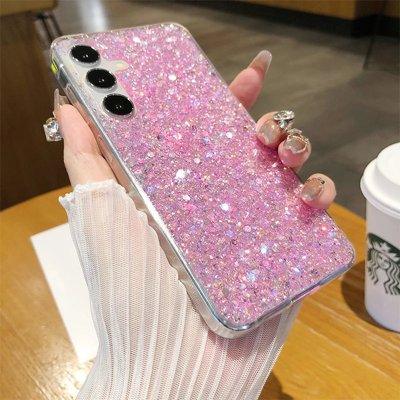 Luxuriöse Glitzer Silikonhülle für Samsung S25 Plus