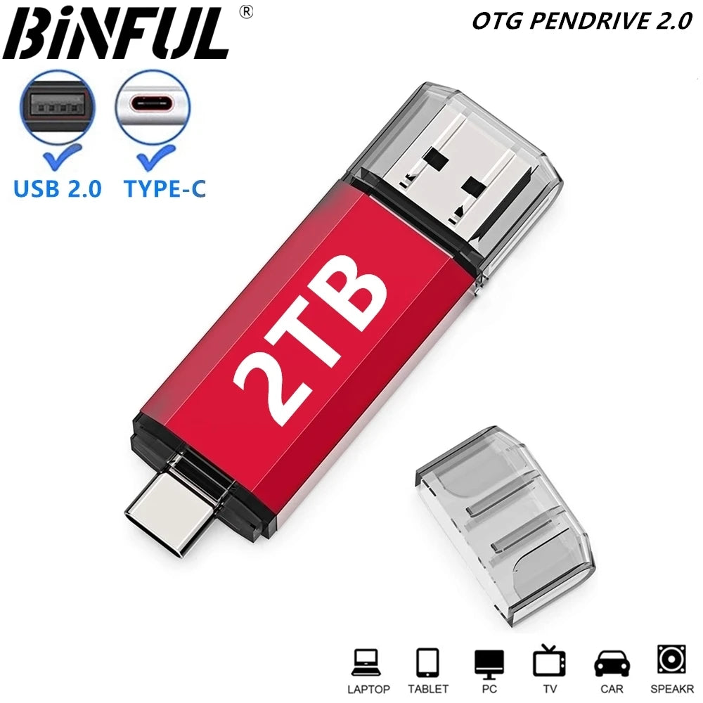 BINFUL 2-in-1 USB-C Stick 512GB–2TB mit Anhänger