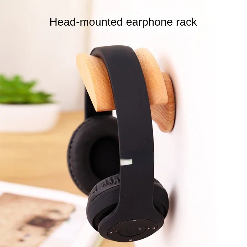 Universal wooden headphone stand wall mount