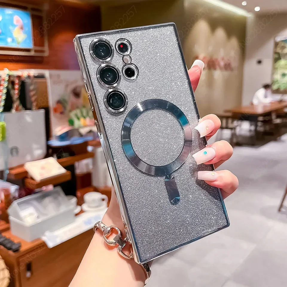 Glitzer Luxus Magnethülle für Samsung Galaxy S25