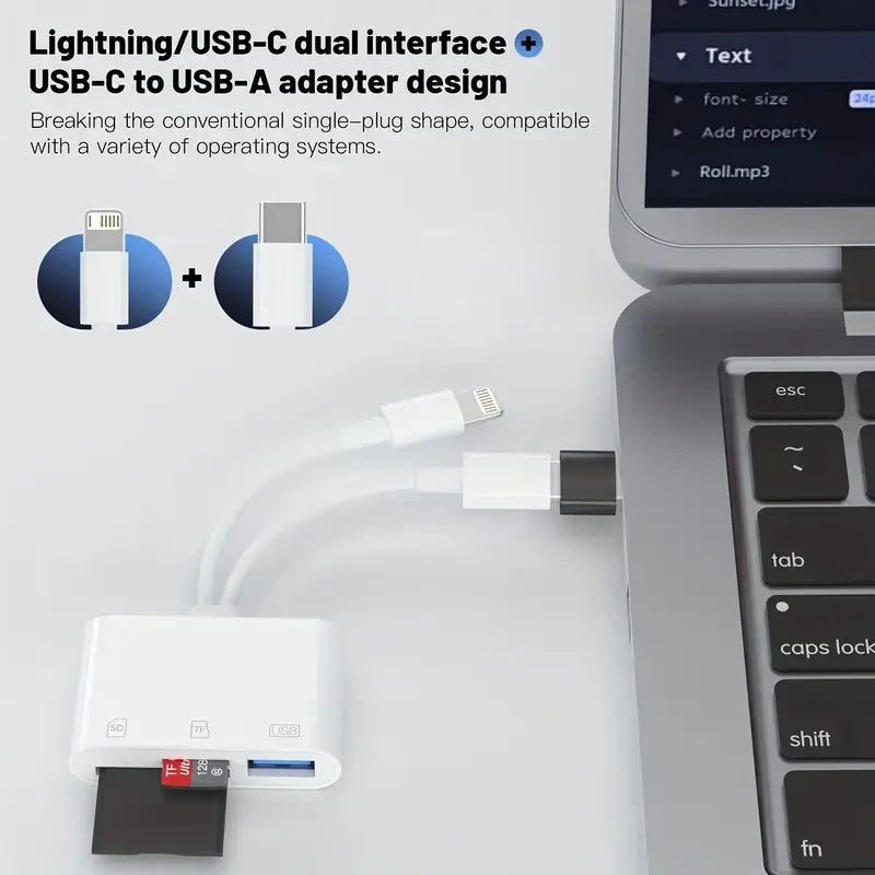 3-in-1 USB Typ C Kartenleser für TF SD CF Karten
