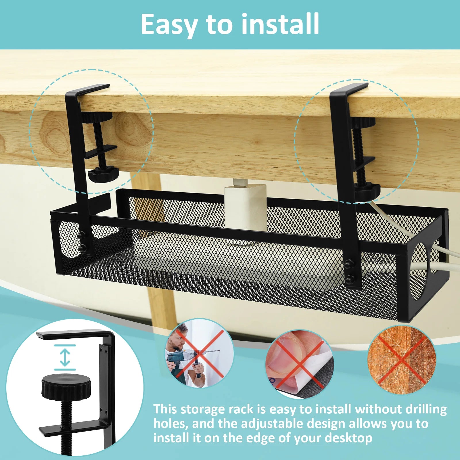 Kabelfach unter Schreibtisch – Steckdosen & Organizer